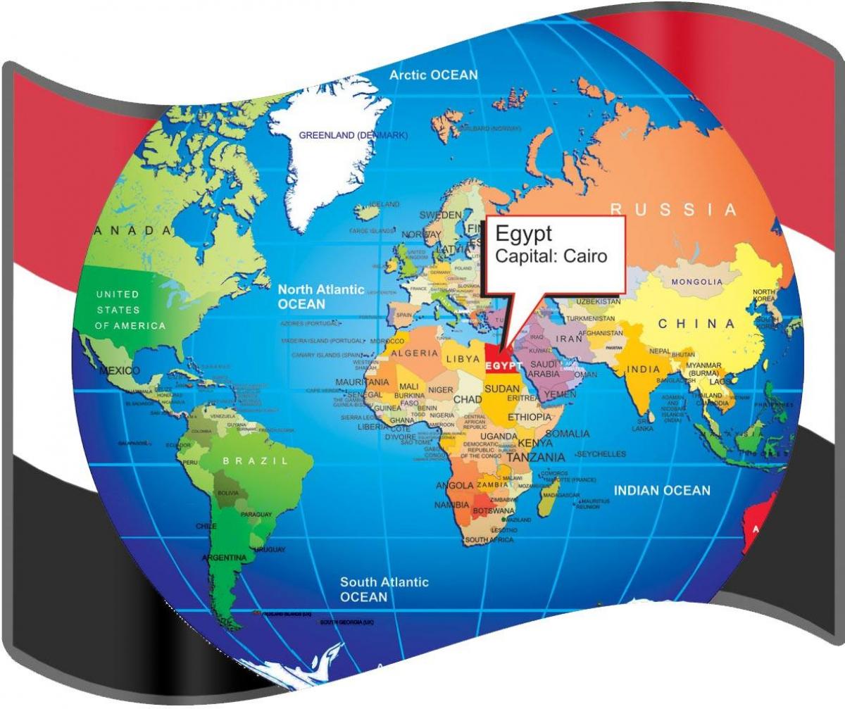 dünya haritası üzerinde Kahire konumu 